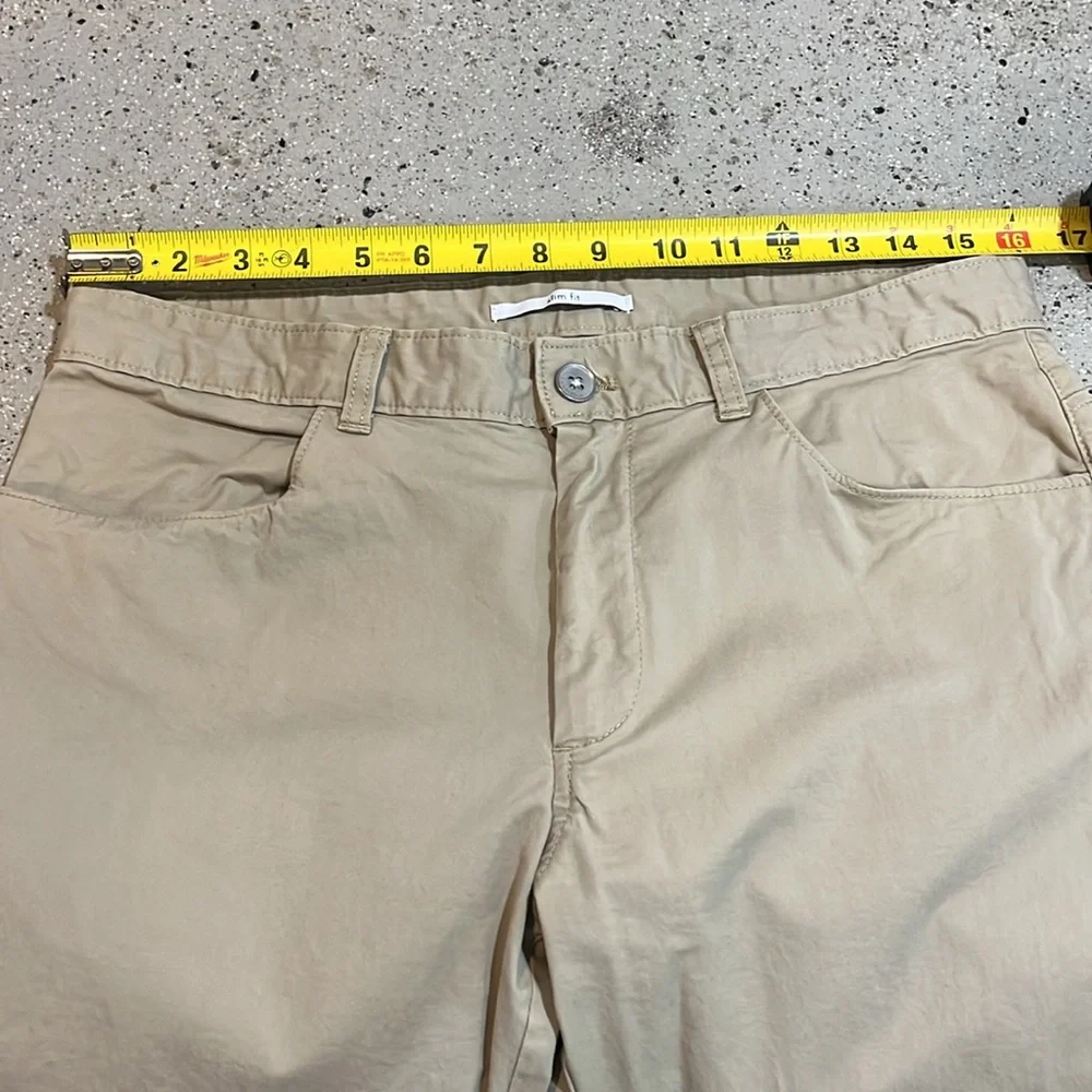 CALVIN KLEIN MENS COTTON SLIM FIT PANTS KHAKI TAN SIZE 32